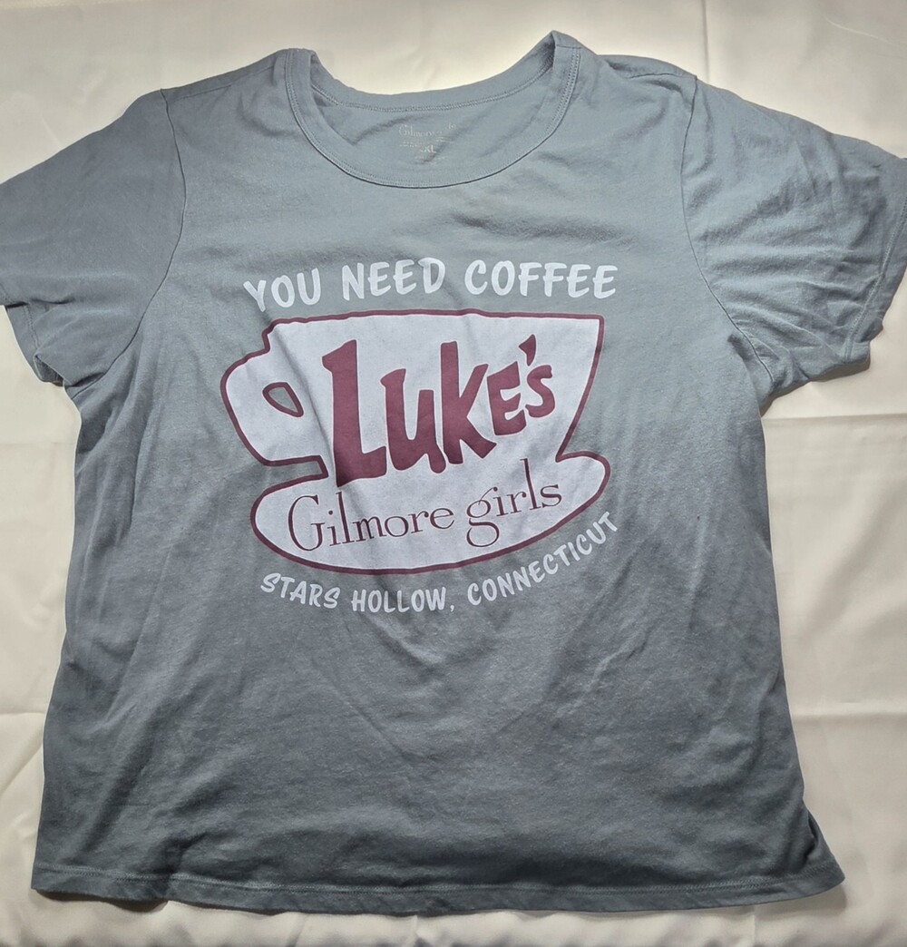 Gilmore Girls You Need Coffee Luke's Diner T-shirt XXL, Grey ish Blue Sku 0301